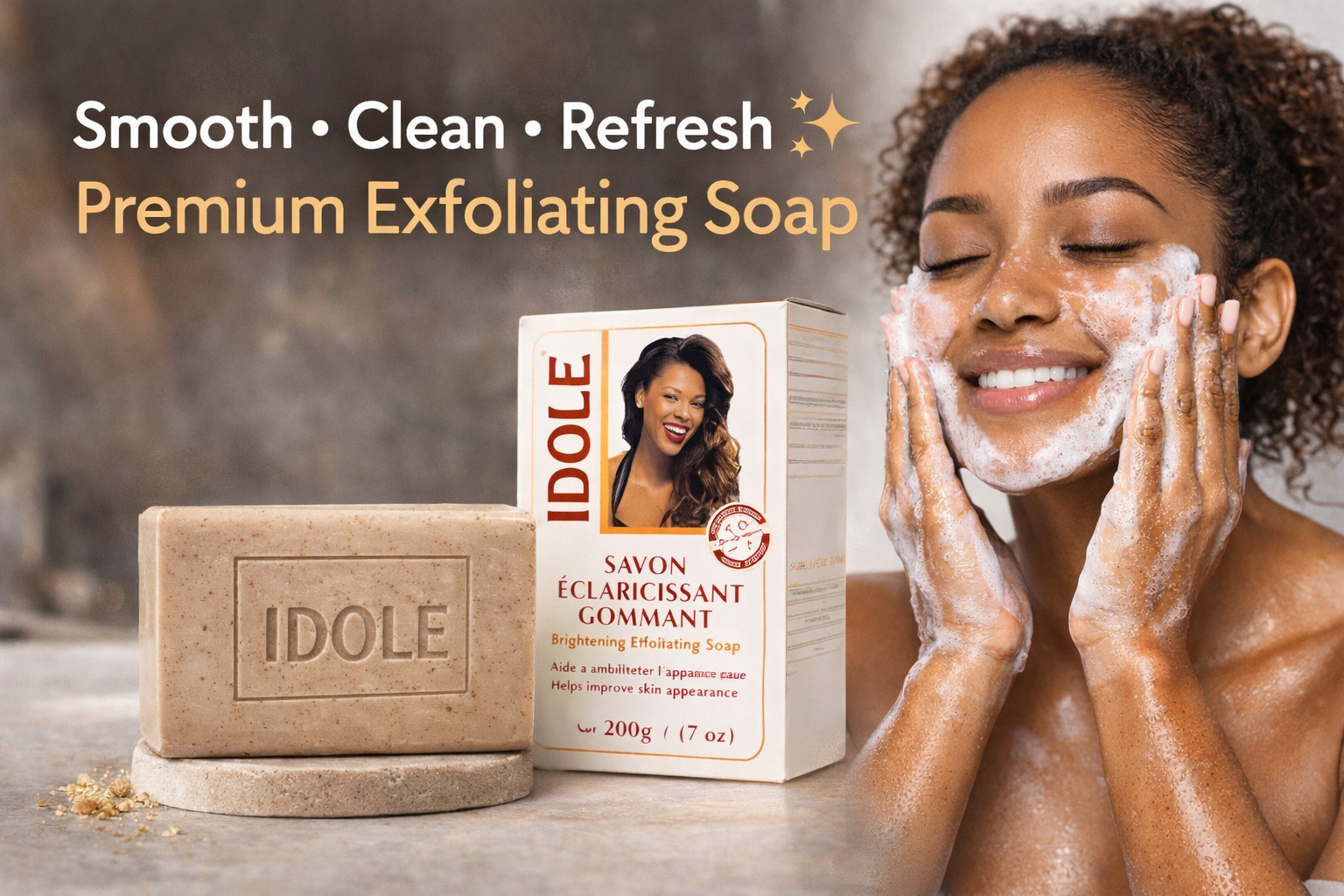 Idole Brightening Exfoliating Soap with Avocado Seed Powder – 125g (4.4 oz)